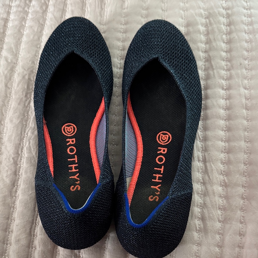 Rothy's exclusive Navy Knit Flats with sparkle